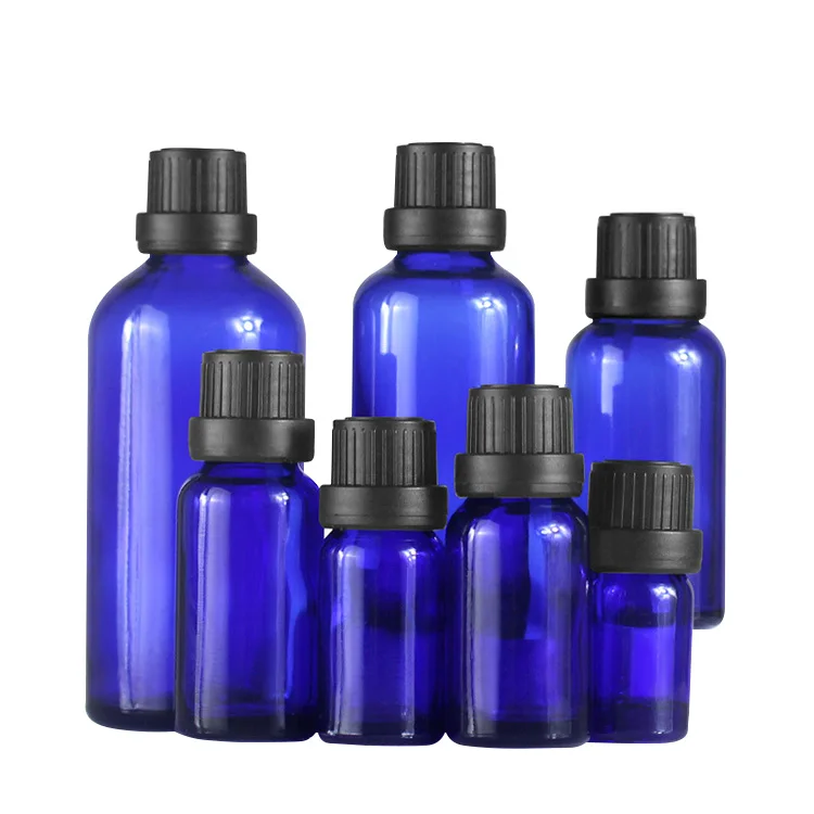 5ml 10ml 15ml 20ml 30ml 50ml 100ml Blue Glass Essential Oil Bottle With Dropper