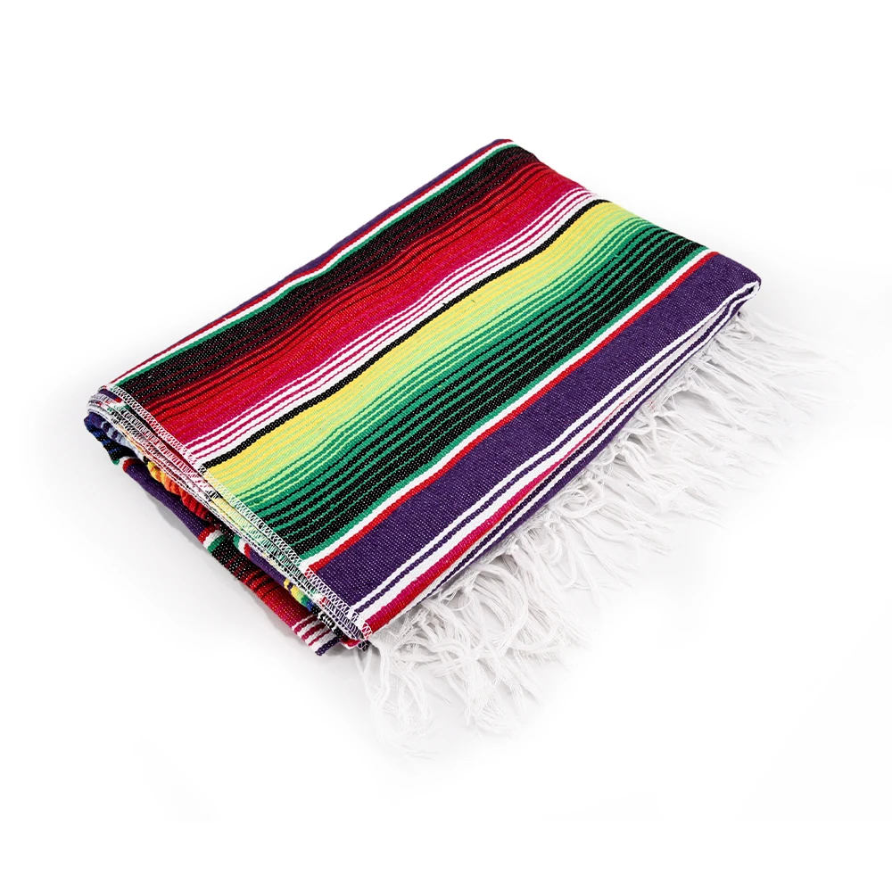 Customized Candy Designer Jacquard Fabric Beach Yoga Mexican Cotton Woven Throw Blankets Buy