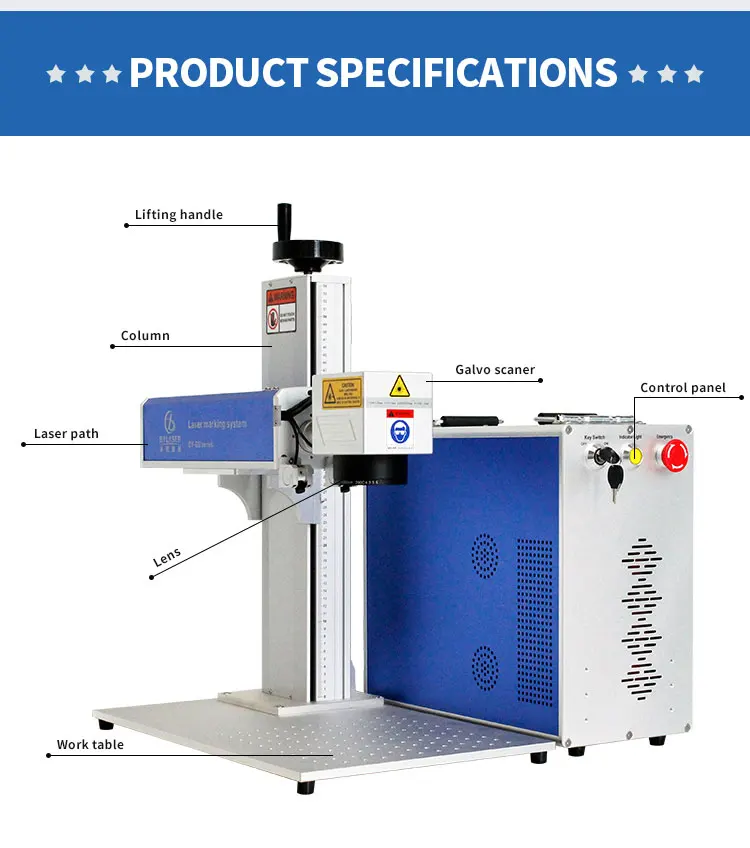 Raycus Jpt Ipg Mopa Fiber Laser 20w 30w 50w 100w Fiber Laser Marking