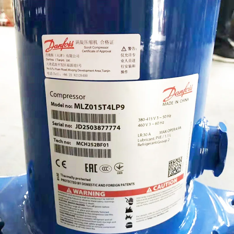 MLZ015T4LP9 Danfos s Cold Room Refrigeration Compressor Full Copper Scroll Commercial Compressor
