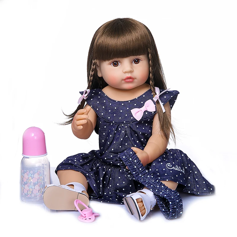 18 Inch Bebe Reborn Soft Solid Silicone Girl Full Body Handmade Bebe Real  Baby Pеборн девочка силикон Bebe Muñeca De Silicona