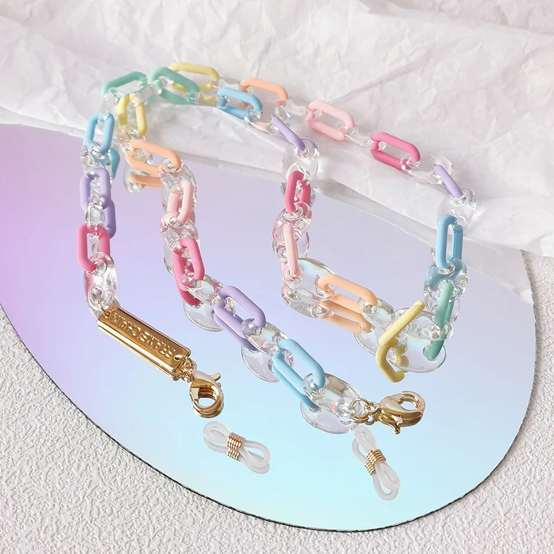 Hot Sale Cute Candy Color Acrylic Glasses Chain Reading Glasses