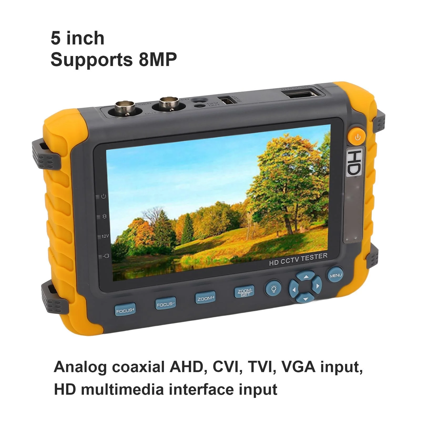 5MP 4IN1 AHD TVI CVI CVBS CCTV Camera Tester with Inch LCD Monitor and  Built-in Battery for Surveillance Accessories