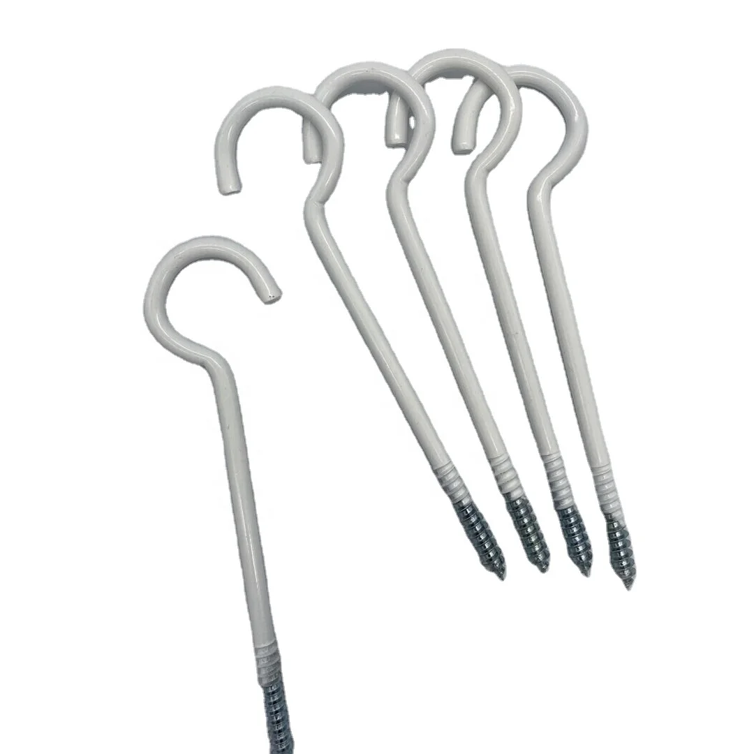 Hooks Question Mark Hook Metal Screw  White Painted Cup Hook