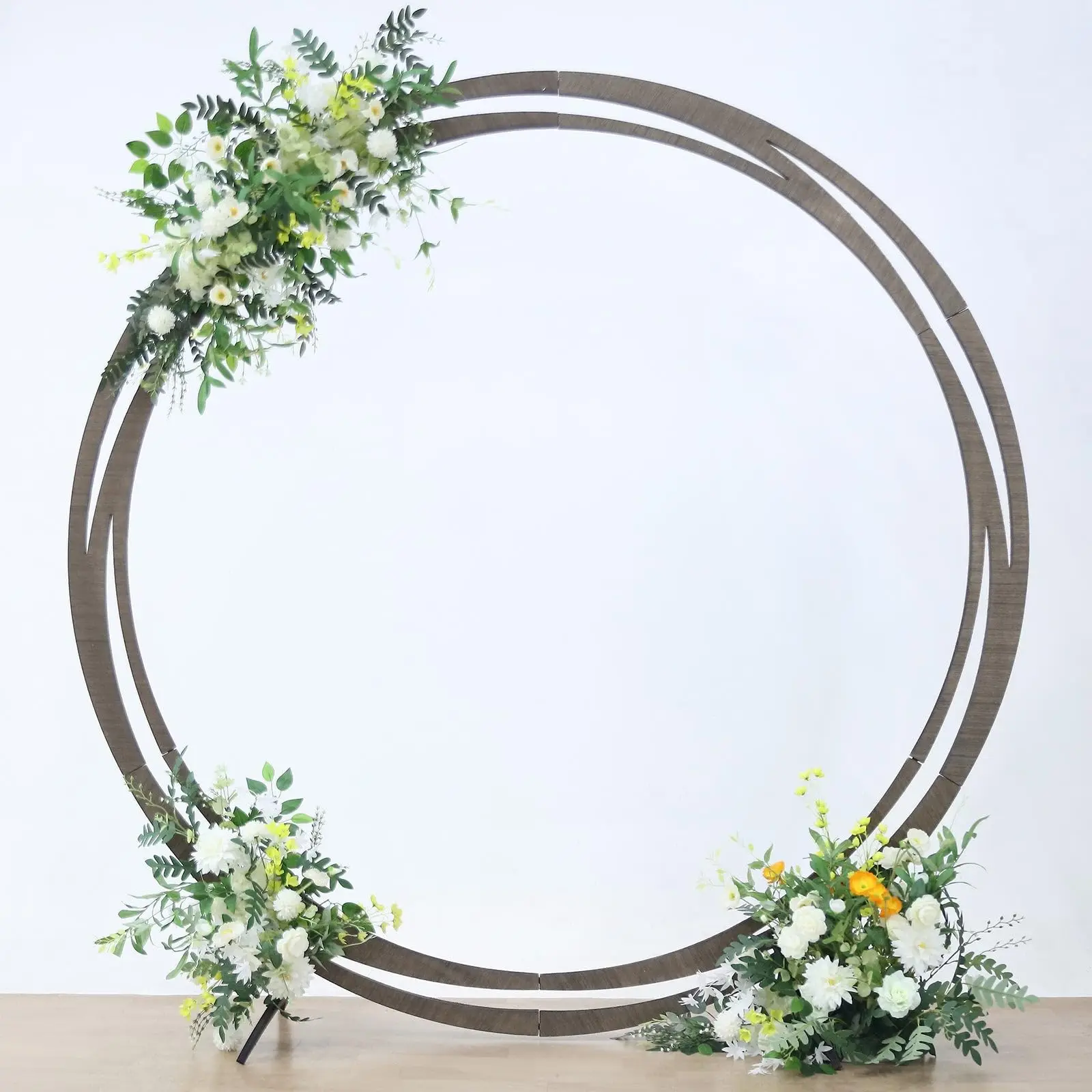 Wood Wedding Arches Heptagonal Wood Arch Ceremony Party Backdrop Flower Stand Dec Retro Style