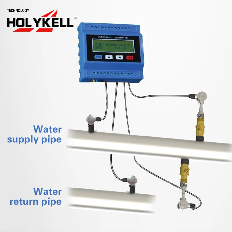 Holykell Clamp on Pipe Line Module Type Ultrasonic Heat Liquid Flow Meter
