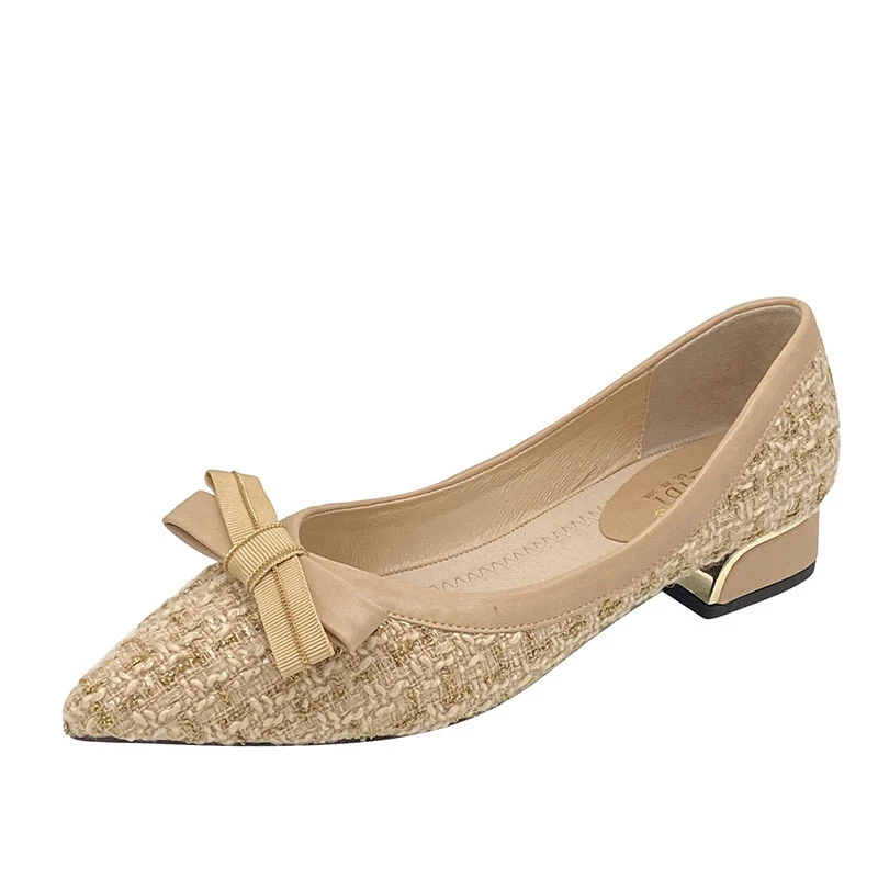 Y 35-43 Plus Size Bow Single Shoes Women's 2.5CM Block Heel New Heels Soft Sole Pointed aperçu 8