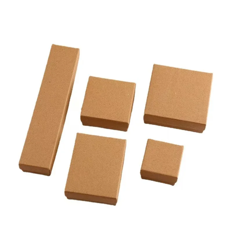 Classic Kraft Paper Jewelry Box Multi-Size for Earrings Necklaces Watches for Gift Packaging with Stamping factory