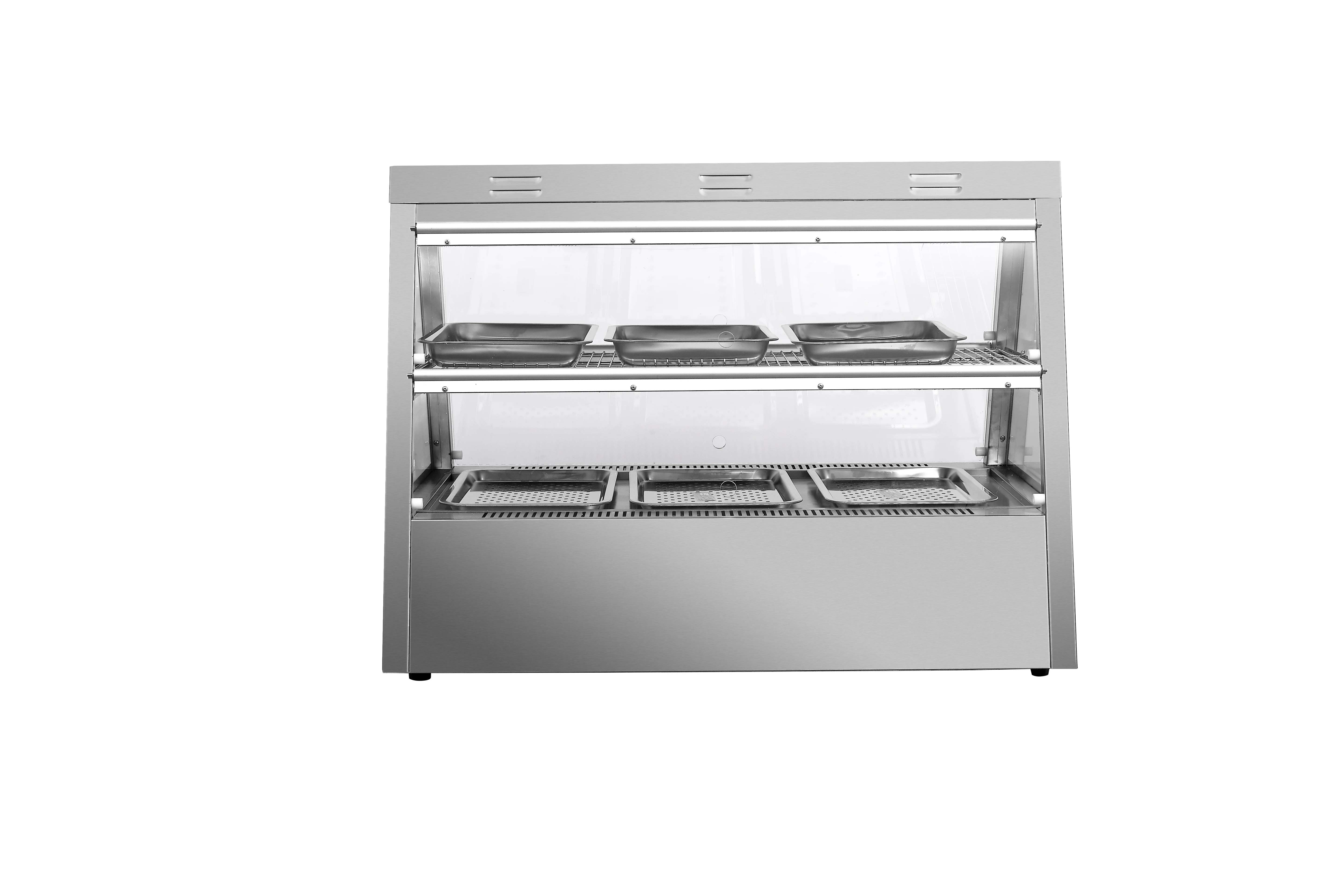 Commercial Two Tier Food Warmer Display Cabinet with Independent Temperature Controls for Restaurant and Fast Food Outlet