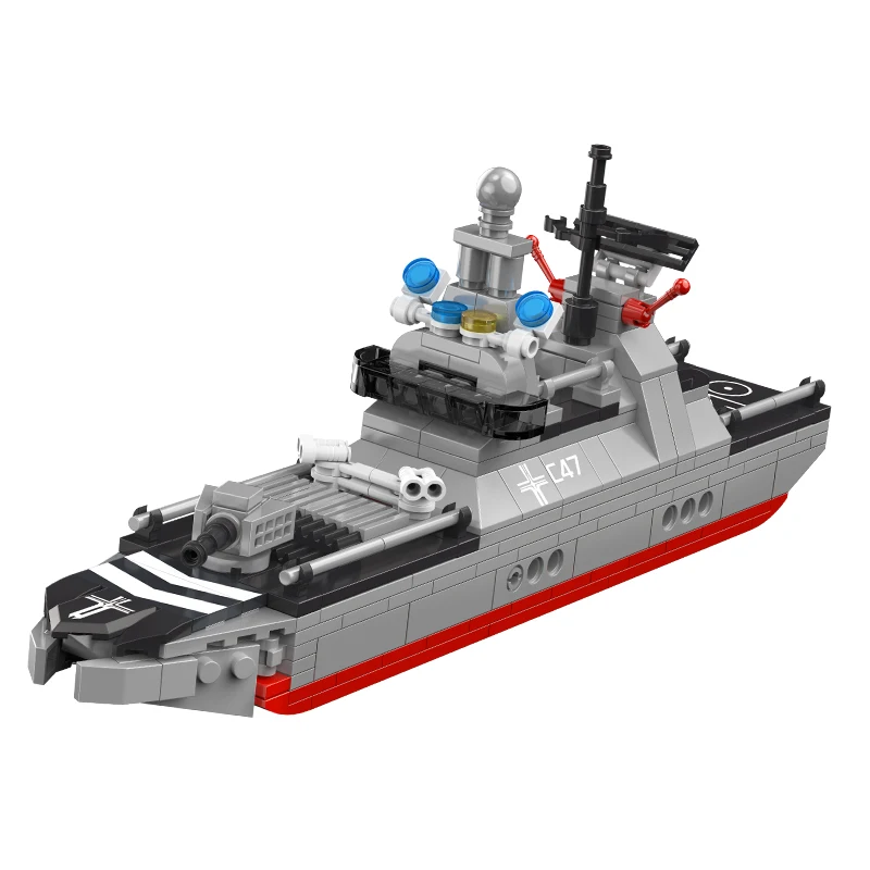 COGO Creative 338PCS Block Building Game Brick Toys Blocks Military Ship Building Block Sets