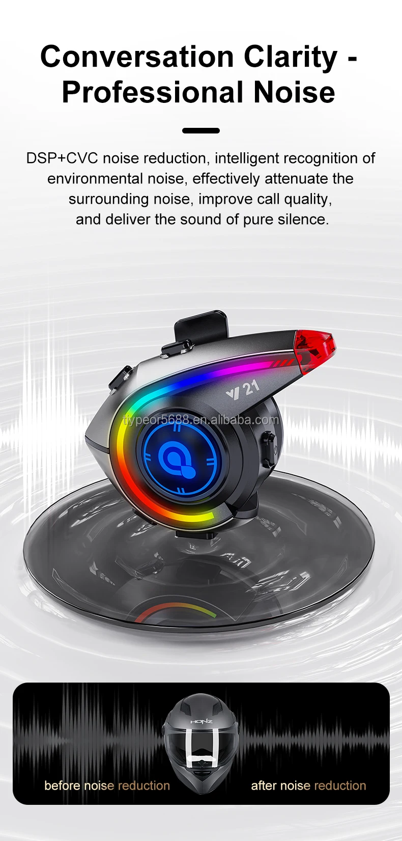 product tiypeor noise cancelling bicycle headphone for motorcycle helmet communication systems bluetooth helmet headset-9