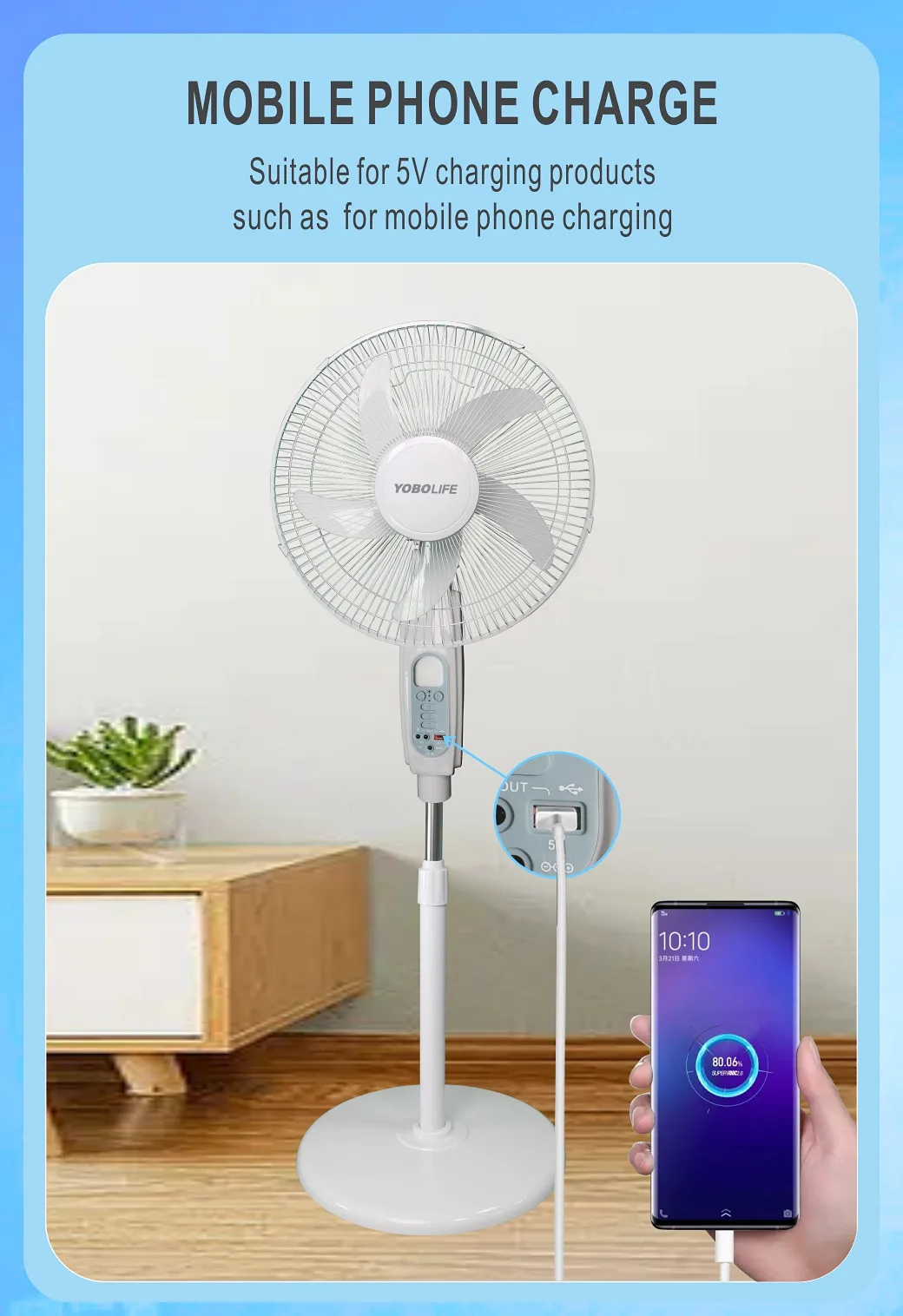 Stand Fan, LM-186, LED, USB, Solar - detail 10