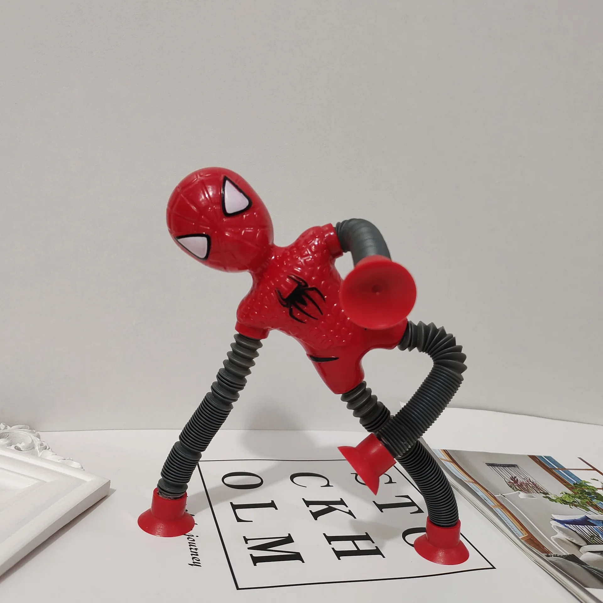 Popular Creative SpiderMans Stretch Tube Pull Telescopic Toy Kids Gift Glowing Pinch Toy Children's Decompression Toy