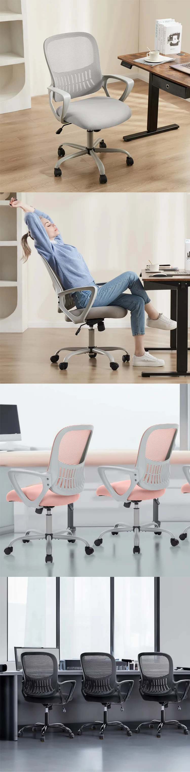 Mid Back Mesh Home Office Chair Lift Chair Metal Computer Office Chair with Mesh