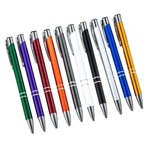 Creative Logo Carving Advertising Metal Pens Retractable Aluminum Rod 1.0mm Ballpoint Pens Gift