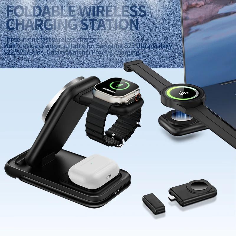 3 In 1 Mobile Phone Wireless Charger Station Charging Dock