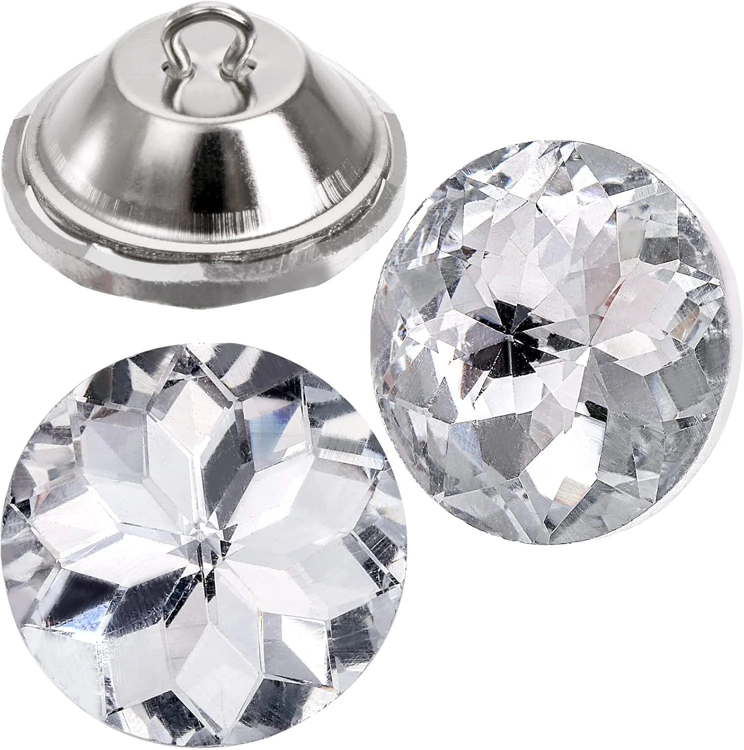 25mm Rhinestone Crystal Buttons Clear TuftingButtons Upholstery Buttons with Metal Loop Buttons for Sewing Sofa Bed Headboard