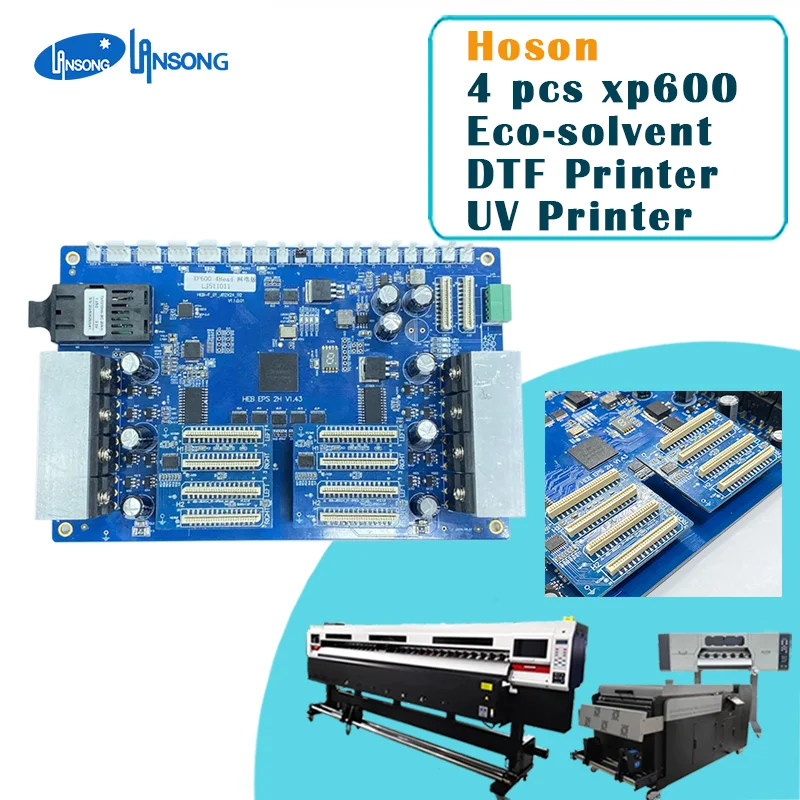 So'nggi versiya Ho Son asosiy platasi 4 ta boshli xp600 asosiy platasi Lansong inkjet katta formatli printerlar uchun ekologik erituvchi UV bo'yoqlar bilan