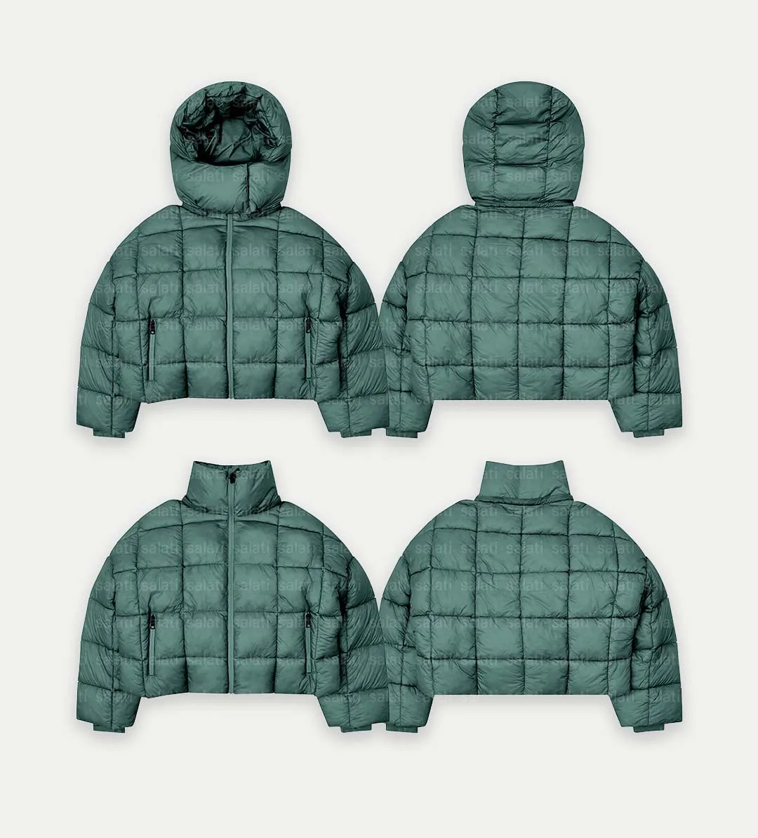 Salati Wholesale Men Hooded Outerwear Plus Size Cotton Filled Quilted Polyester Crop Outdoor Puffer Jacket Warm Padded Down Coat gallery 11