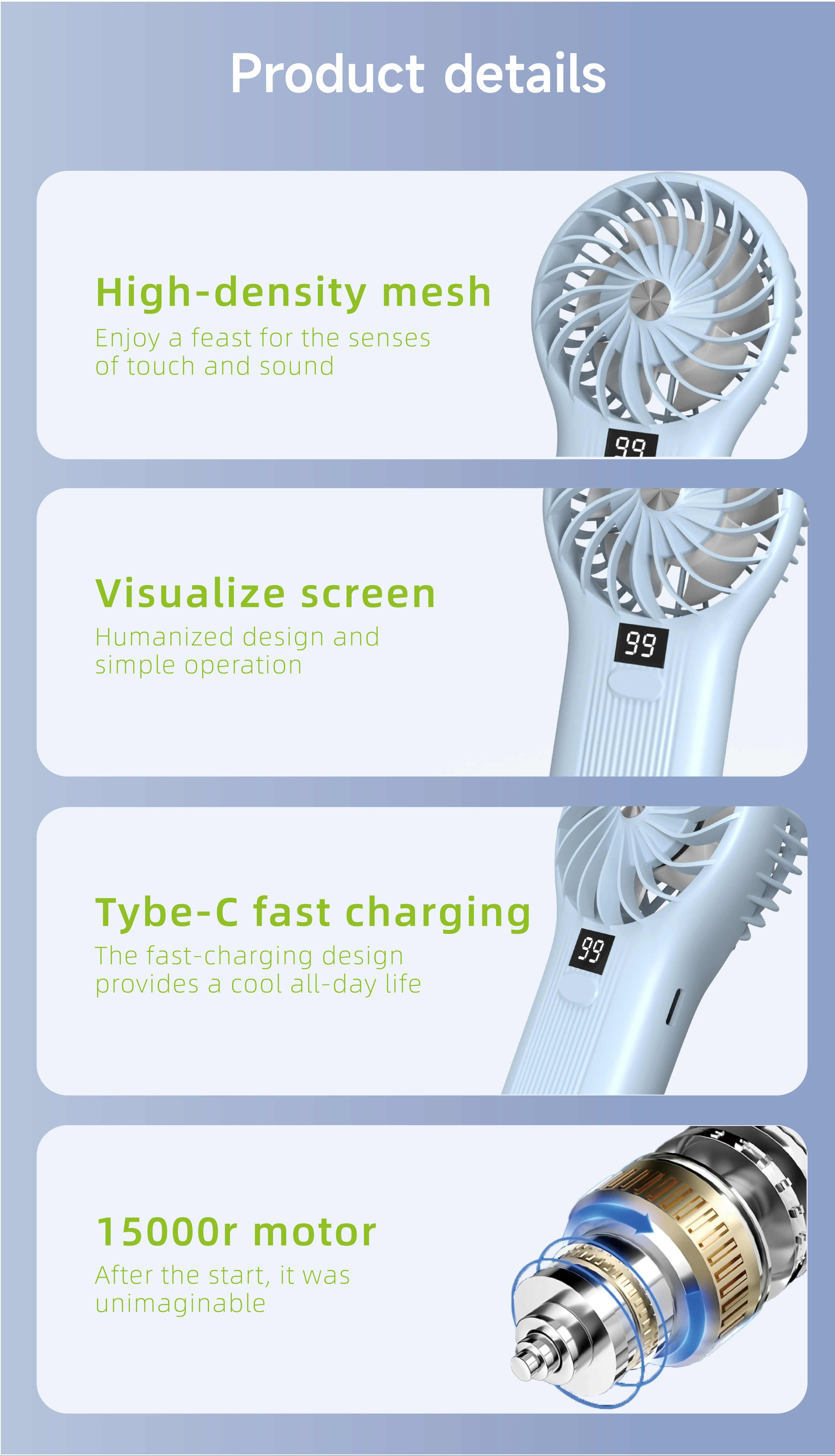 Portable Outdoor Mini Fan, LAMJIE, 5V, Battery - detail 14