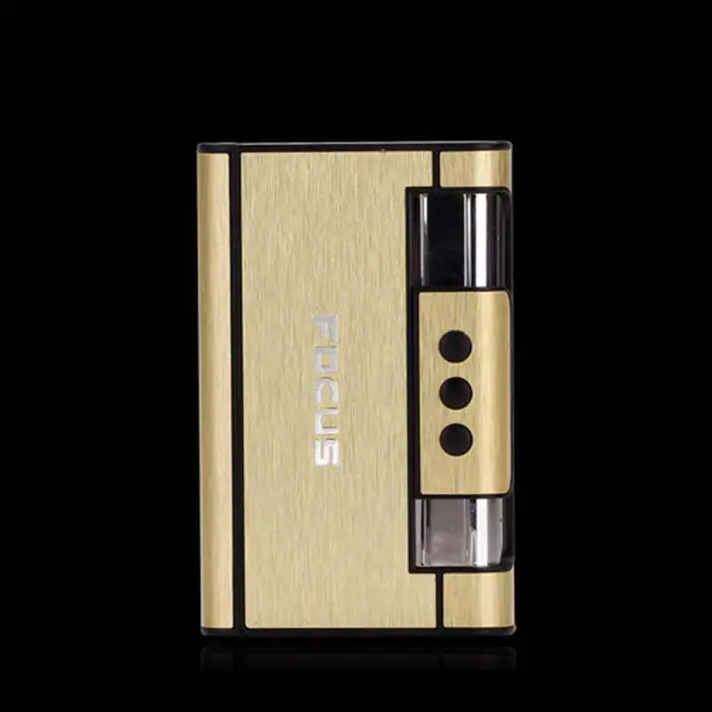 KY Creative 2 In1 Automatic Focus Aluminum Alloy Waterproof Metal Vintage Cigarette Case with Gas Lighter
