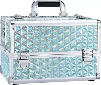 Aluminum Diamond Pattern Suitcase Portable Makeup Train Case Big Storage Cosmetic Box Professional Makeup Vanity Box Durable 95