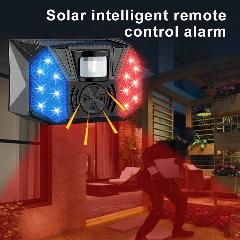 Solar Intelligent Remote Control Alarm With Sound Lights to Repel Animals and Anti Thief Outdoor Waterproof Bird Repeller