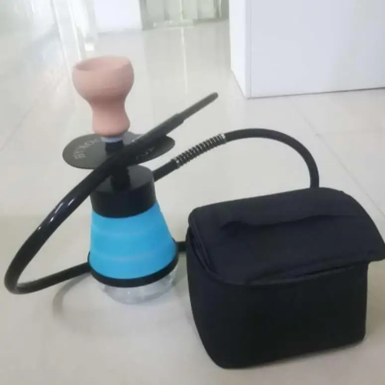 New Arrival Small Size LED Portable Hookah Shisha Sets Foldable Sheesha with Heavy Travel Case