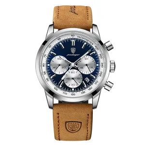 Man Watch Top Brand Sport Chronograph Quartz Watches Leather Waterproof Wristwatch Montre Homme