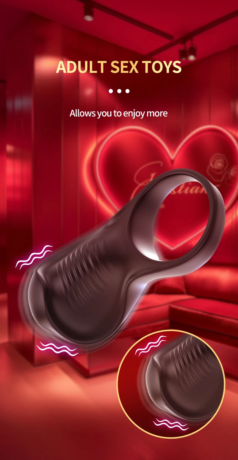 Black vibrating cock ring with control button displayed