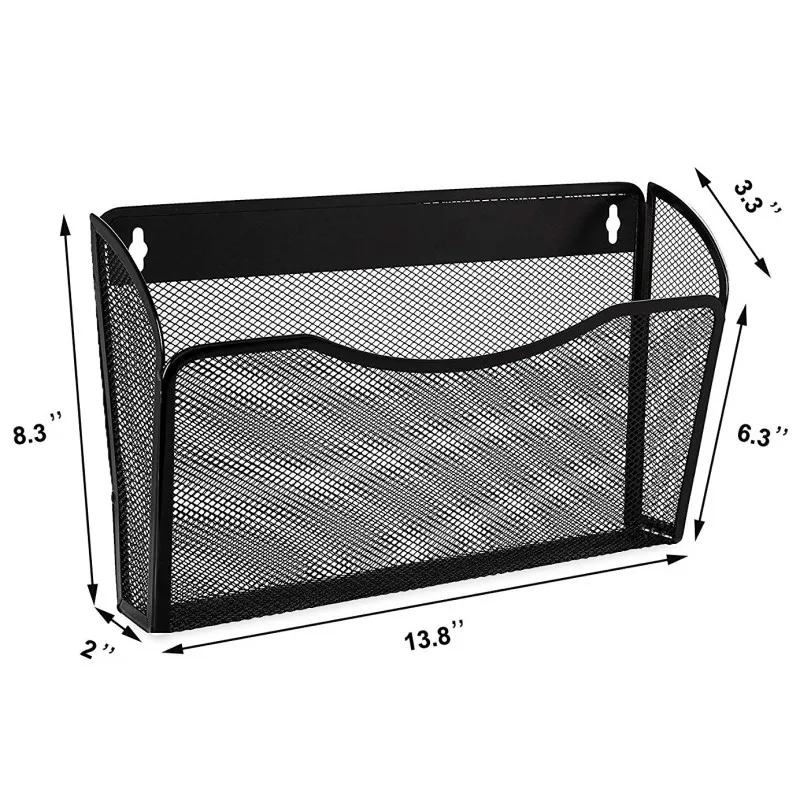 JEWEDECO Wand-Aktenhalter Schwarz - Dokumenten-Organizer 32,5x31x10cm Für Büro