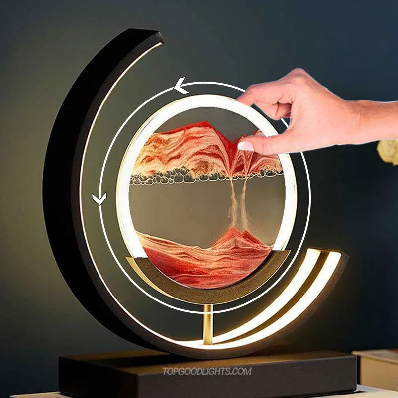 Lampe de Table en Forme de Sablier 3D à LED, Sable Mouvant, Art de