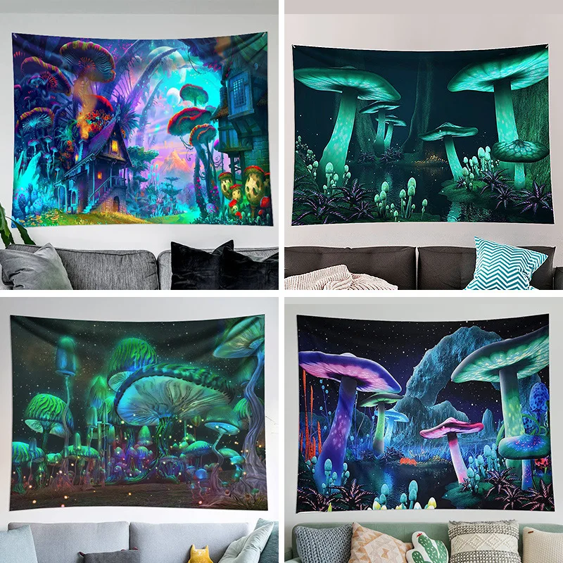 Wholesale Sublimation Printing Custom Tapestry,Wall Tapestry Mushroom