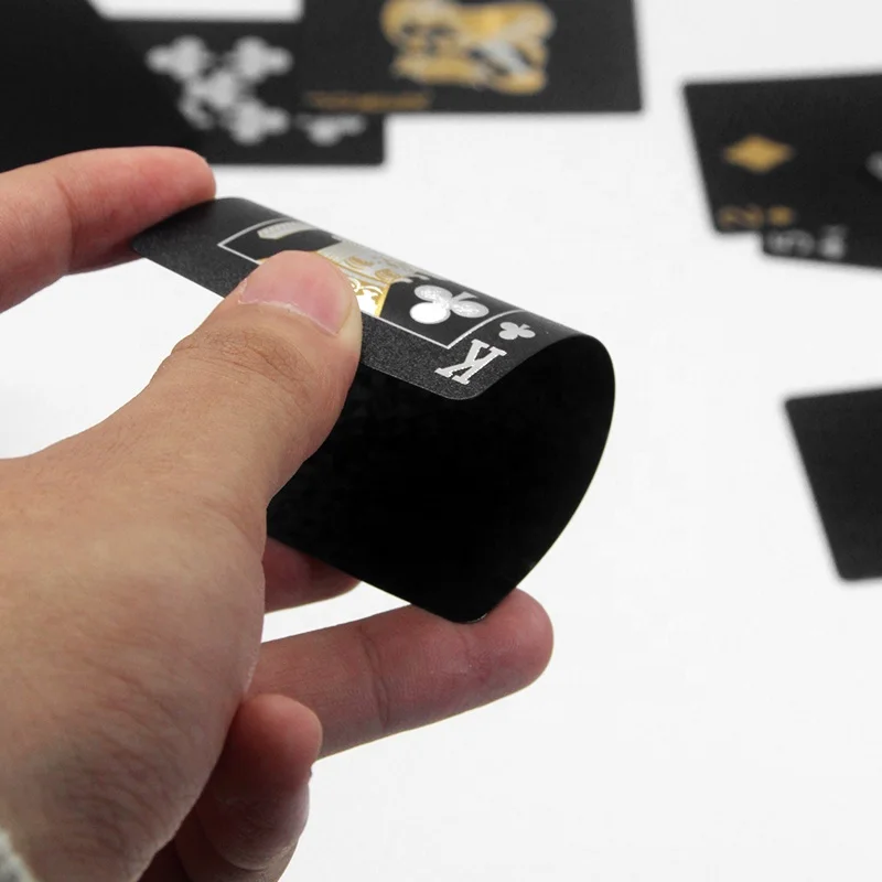 High Quality Custom Playing Cards Printing Poker Pvc Waterproof Plastic Gold Black Playing Cards in Bulk