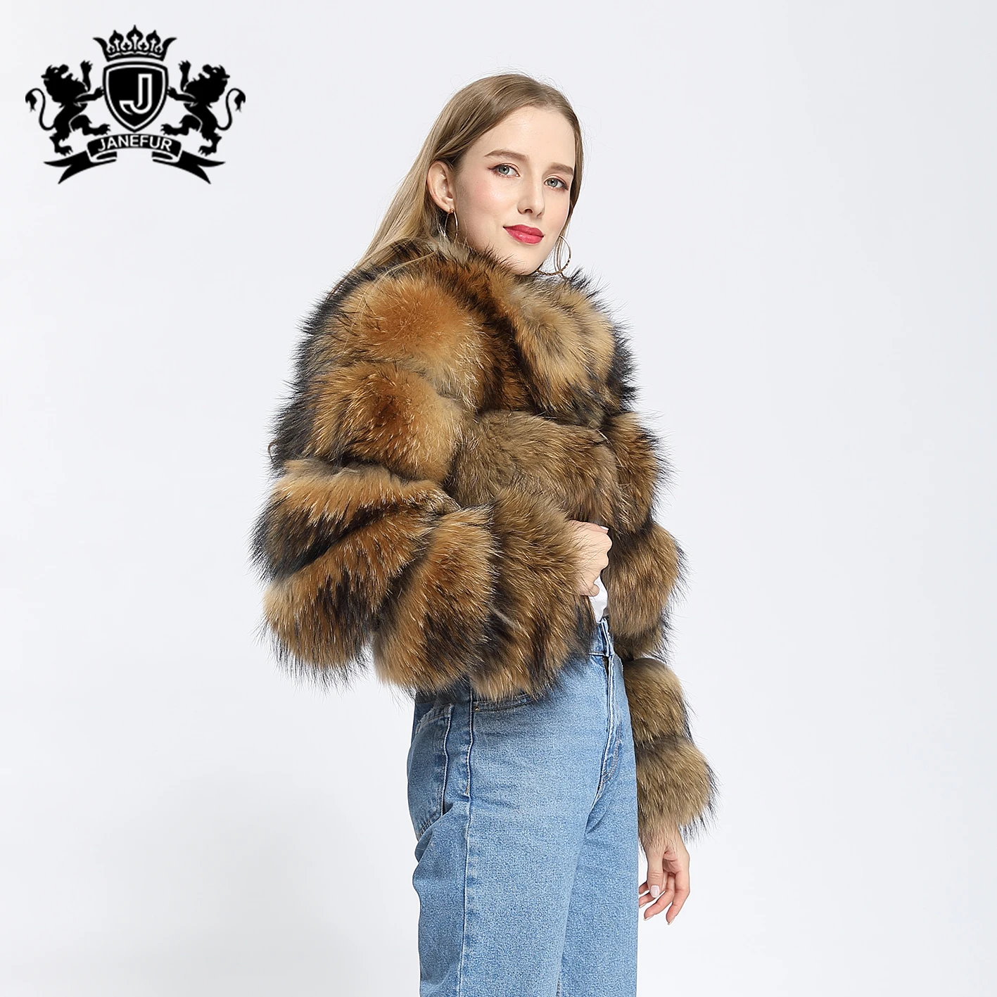 Shop Janefur Genuine Raccoon Coat - Short Style Women's Fur