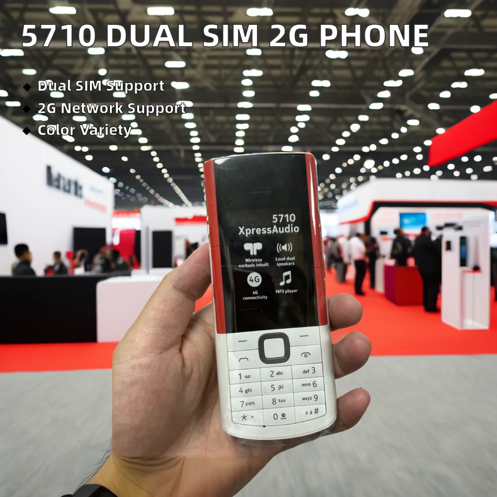 5710 (2022 Version) Dual SIM Card 2G Keypad Mobile Phone with Keyboard Supports Spanish French German-New Used FM