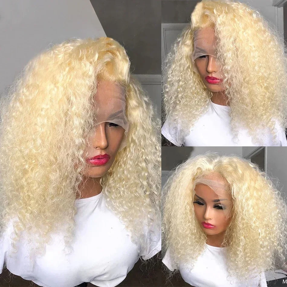 613 HD Lace Frontal Deep Wave Bob Wig Human Hair Brazilian Honey Blonde Water Wave Lace Front Wigs_voghion.com