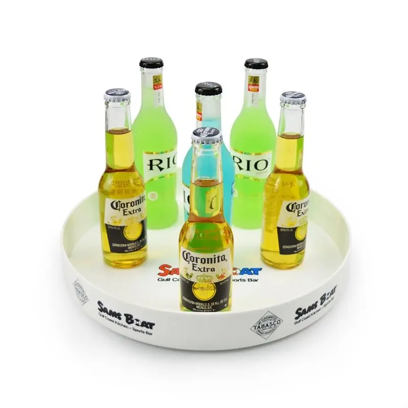 Promotional Round Waiter Plastic bar Serving Tray Beer Drinks Trays bar Pub Custom Plastic Wooden Metal Tray