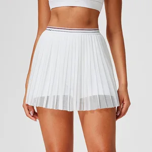 Under Lulu Custom Women High Waist Mesh Pleated Yoga Fitness Belt Lined Double-Layer Nylon/Cashmere Quick-Dry Casual Tennis