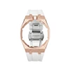 rose gold stainless steel case+white silicone band