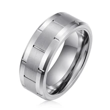 8mm Tungsten Carbide Men's Ring - Silver Brush Fashion Jewelry - Wedding Band