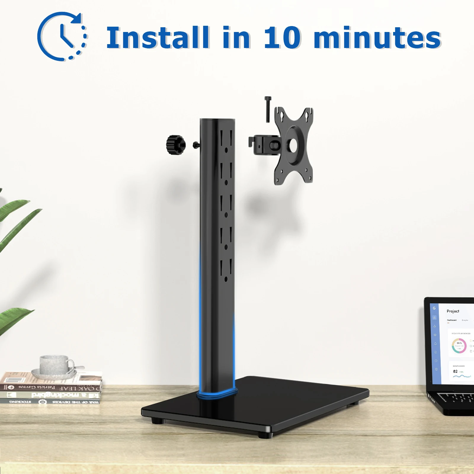 Single Computer Monitor Freestanding Desk Stand Mount Riser For 13 To