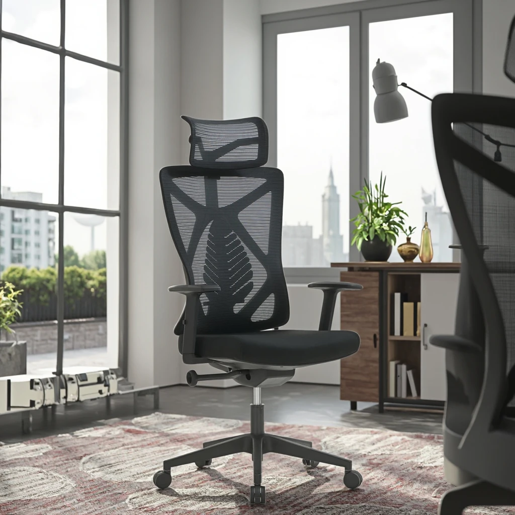 Maple Leaf Lumbar Support Ergonomic Swivel Task Chair with Adjustable Headrest and Thick Padded Seat for Conference Desk Use 3
