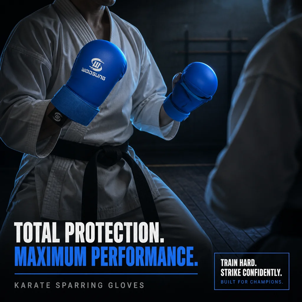 Woosung Professional Gym Glove  Karate Manufacturers Training Equipment Wkf Approved Blue Karate Gloves
