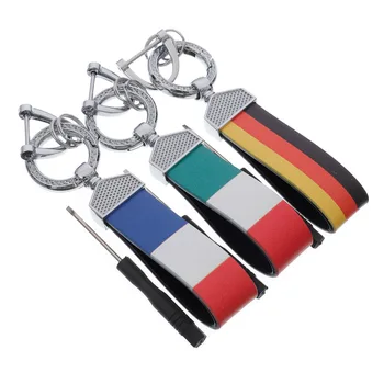 Flag car leather metal keychain keyring ring for Mercedes Benz BMW Volkswagen Audi