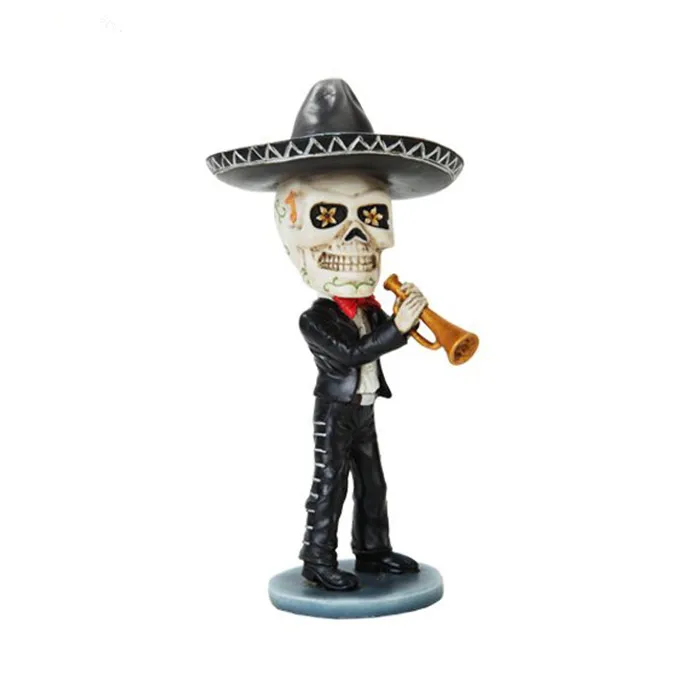 Bone Colored Day of the Dead Sugar Skull Man Bobble Head