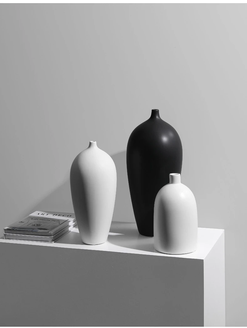 Minimalist Black White Ceramic Vase Set for Modern Home Decor