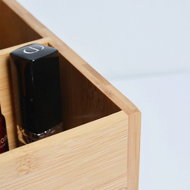 Large capacity Eco-friendly multi-function bamboo desktop makeup organizer office storage box with drawers