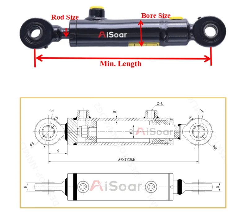 Ductile Iron Gland Hydraulic Cylinders Swivel Ball Joint From