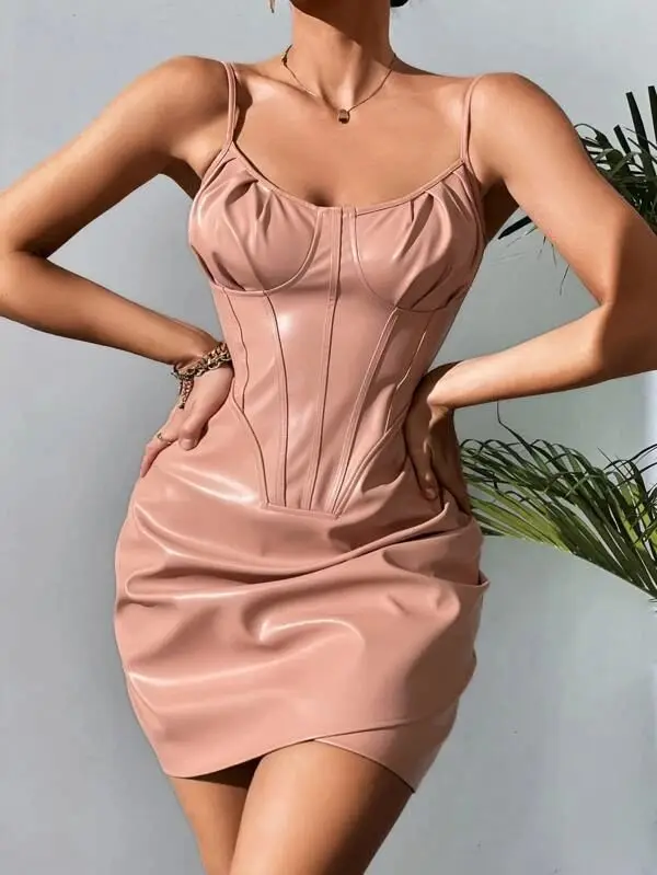 wife leather dress Plus Size Sasha Faux Leather Mini Dress